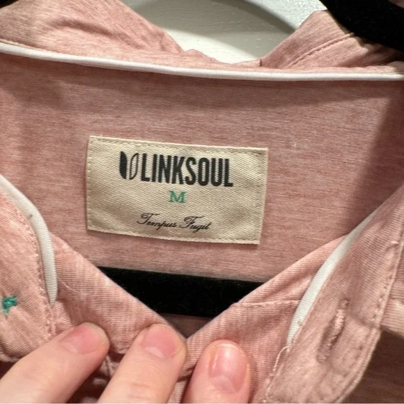 LinkSoul Delray Golf Polo pink performance shirt Medium preppy athletic spring - Picture 9 of 11